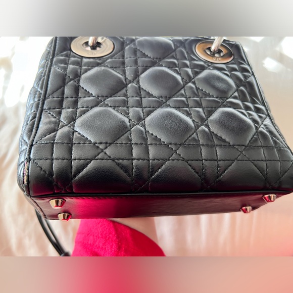 CHRISTIAN DIOR Lambskin Cannage Mini Lady Dior Black - Picture 11 of 12